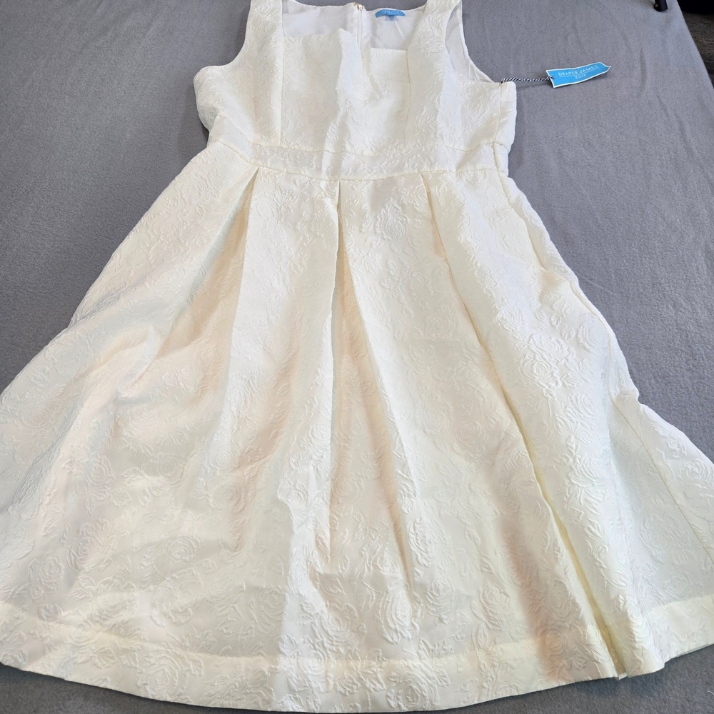 Draper James RSVP Dress Womens XL Cream Floral Jacquard Fit Flare Sleeveless